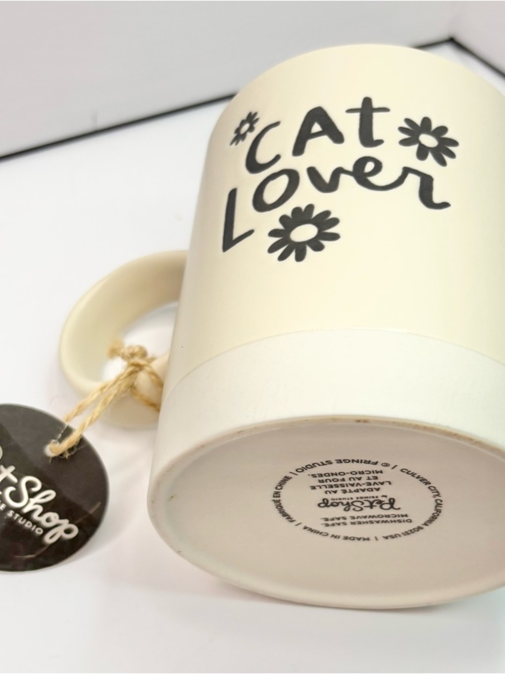 🎒BTS SALE📚 Pet Shop by Fringe Studio “Cat Lover” Floral Ceramic Mug in Cream, [1 - Picture 5 of 6